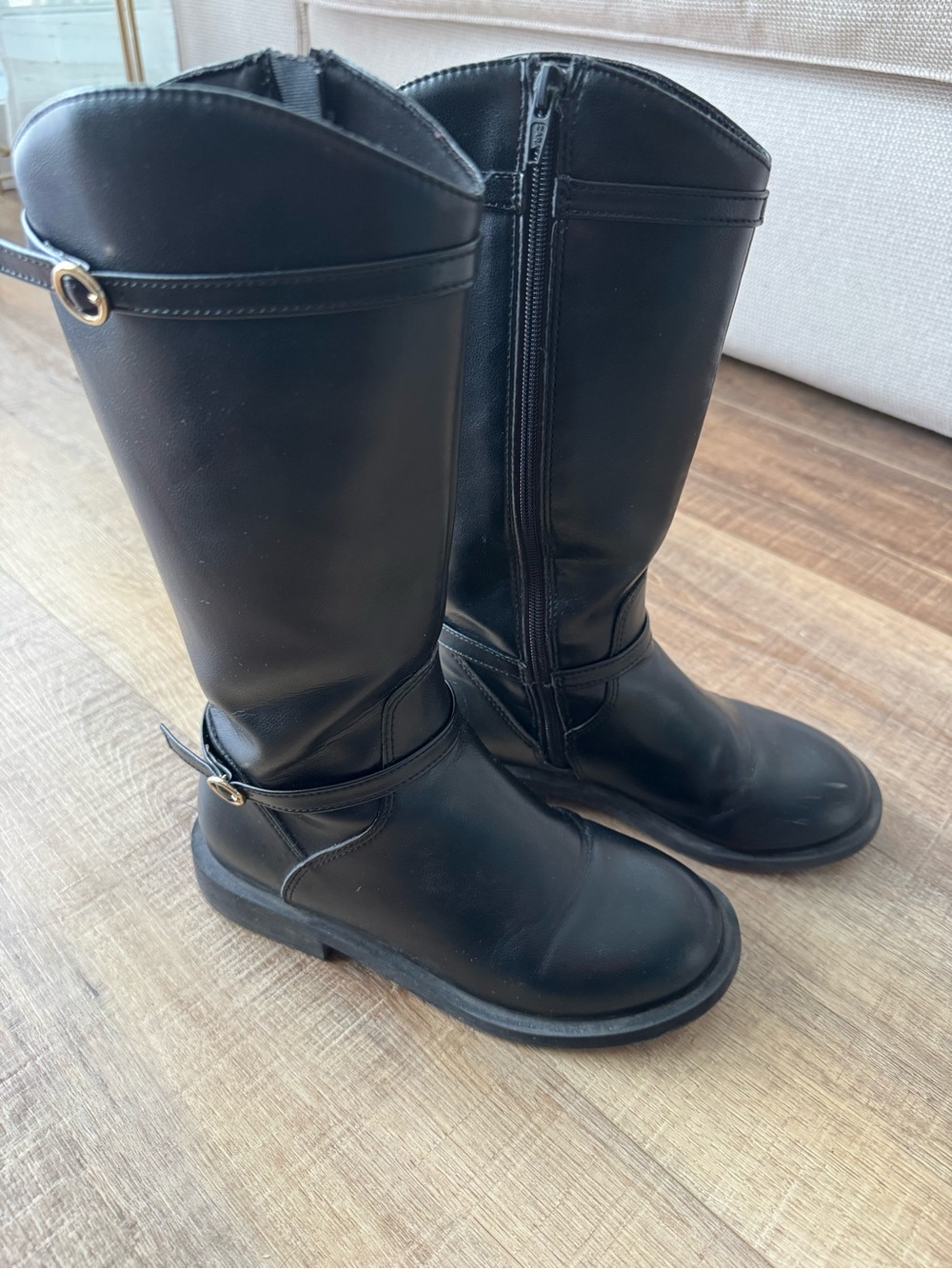 Zara Black Kids Riding Boots with Buckle Detail